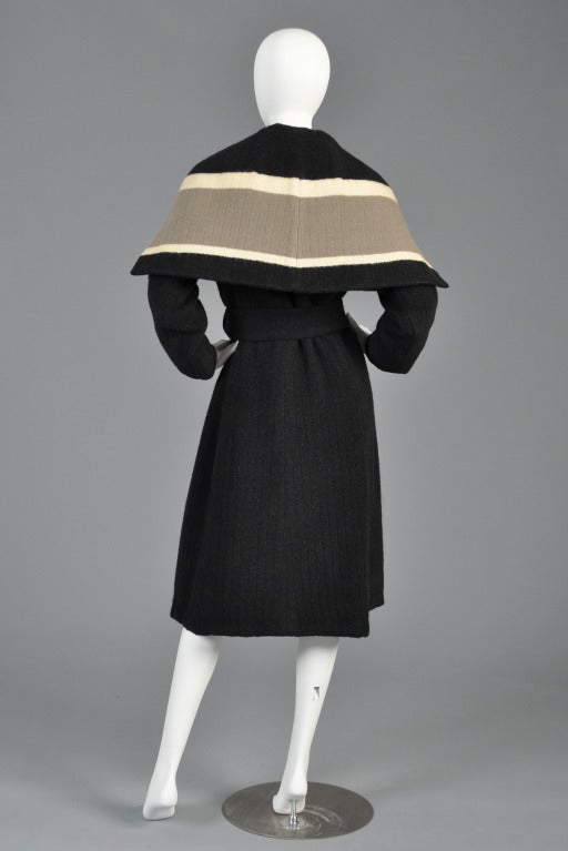 Christian Dior 1950s Wool Coat with Massive Caped Collar 5