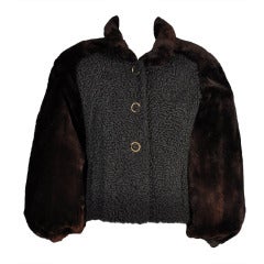 Used Givenchy Persian Lamb Coat with Sheared Beaver Sleeves