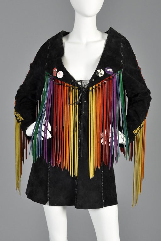 c. 1968 Suede Tunic w/ Rainbow Fringe + Political Provenance In Excellent Condition In Yucca Valley, CA
