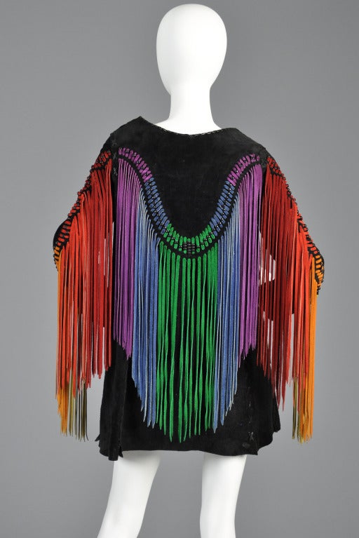 c. 1968 Suede Tunic w/ Rainbow Fringe + Political Provenance 1