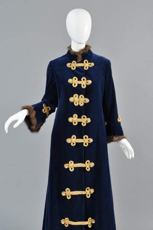 Bill Blass 1968 Velvet + Russian Sable Evening Coat 1