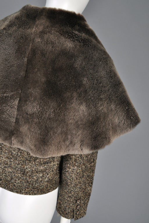 Krizia Wool Jacket with Massive Shearling Fur Collar 2