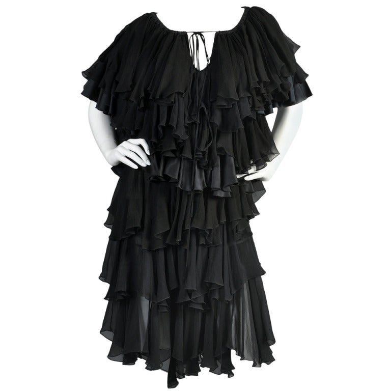 Phoebe Philo for Chloe Silk Chiffon Ruffled Party Dress For Sale