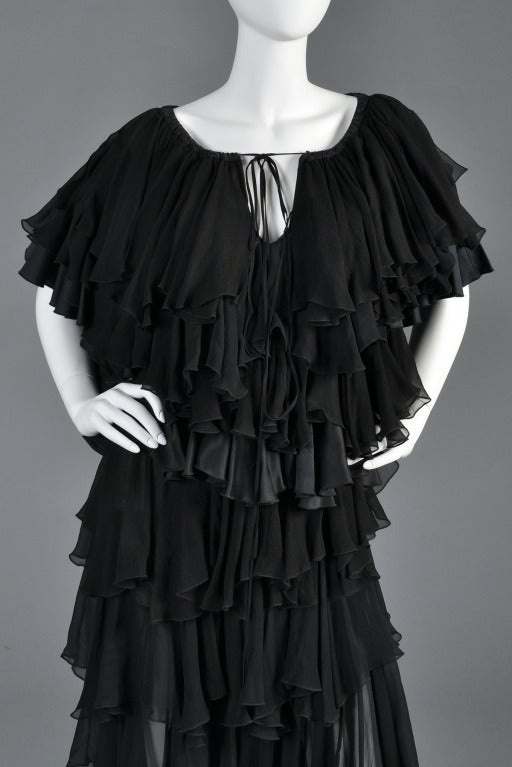 Phoebe Philo for Chloe Silk Chiffon Ruffled Party Dress In Excellent Condition For Sale In Yucca Valley, CA