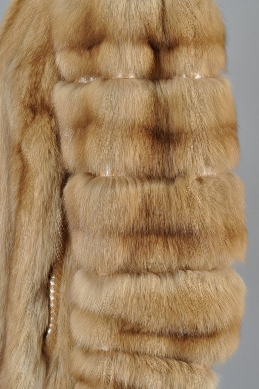 Unisex Christian Dior Golden Sable + Snakeskin Fur Coat 4