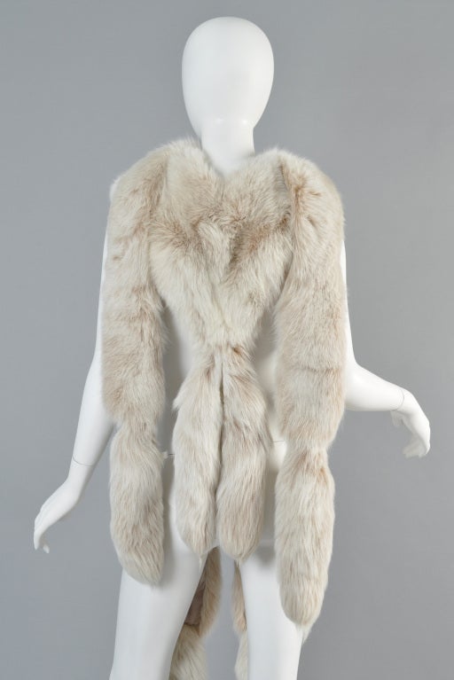 Oscar de la Renta Blush Fox Tail Fur Wrap 4