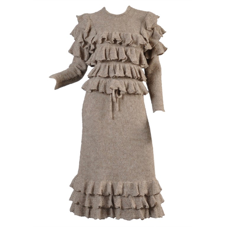 Krizia Alpaca Knit Ruffle Dress