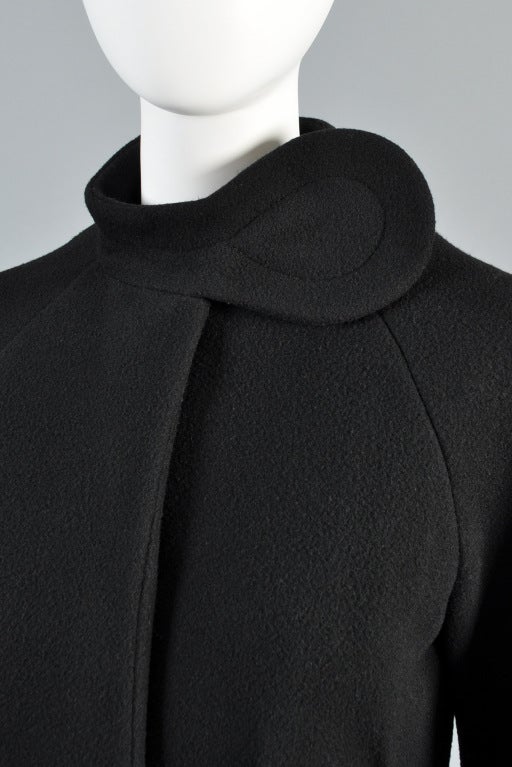 Women's 1960s Pierre Cardin Tab Neck Pleated Coat