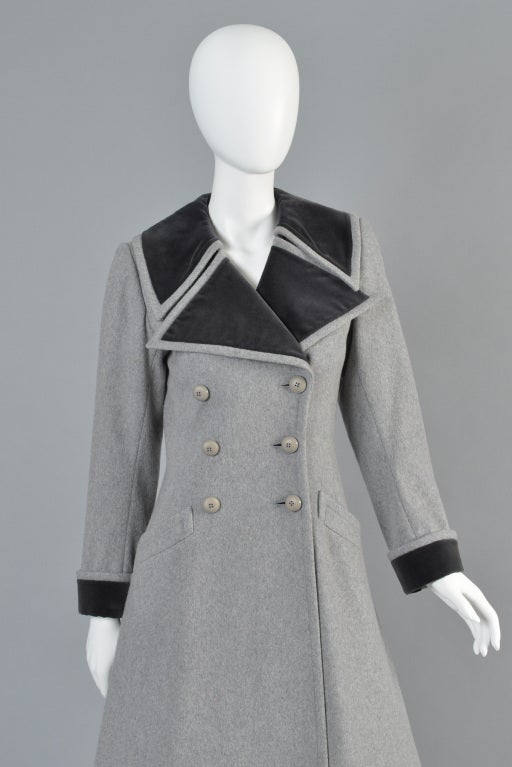 Women's YSL Wool + Velvet Military Coat