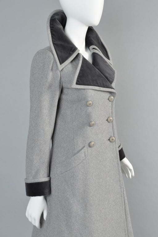 YSL Wool + Velvet Military Coat 1