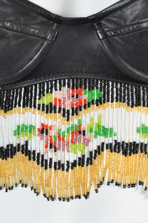 Moschino Beaded Fringe Leather Bustier 1