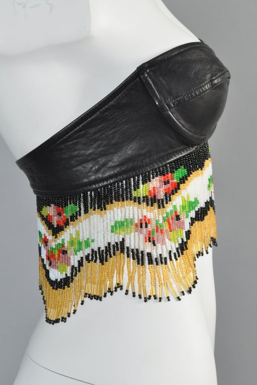Moschino Beaded Fringe Leather Bustier 4