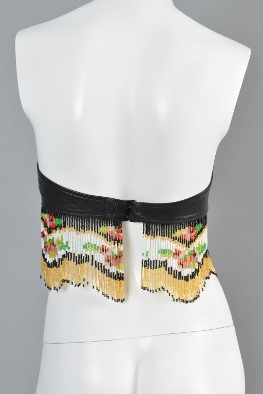 Moschino Beaded Fringe Leather Bustier at 1stDibs