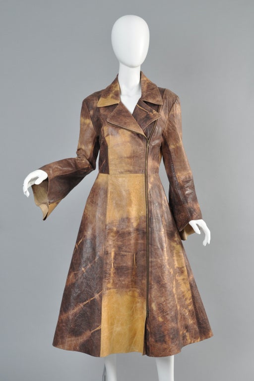 Women's Norma Kamali Tie Dye Leather Zippered Coat