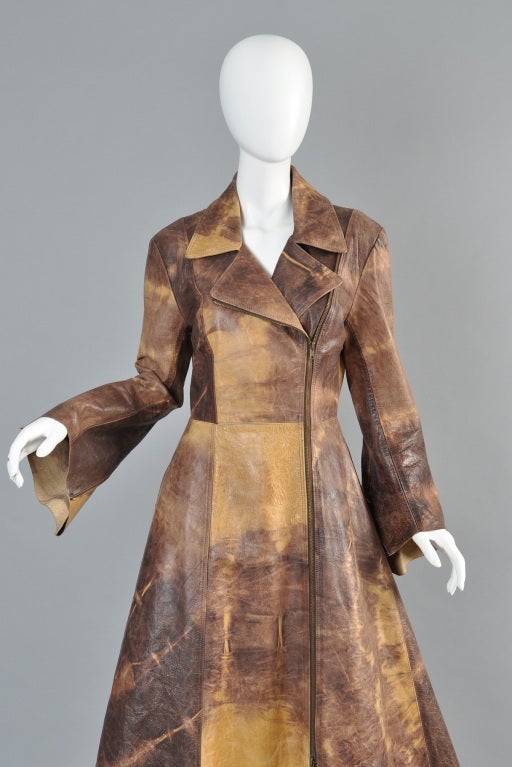 Norma Kamali Tie Dye Leather Zippered Coat 1
