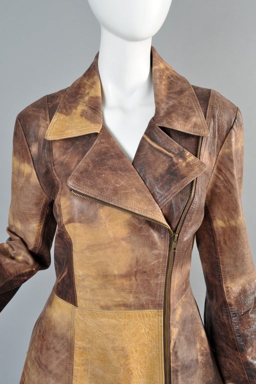 Norma Kamali Tie Dye Leather Zippered Coat 2