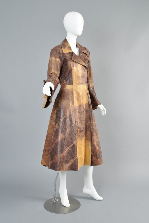 Norma Kamali Tie Dye Leather Zippered Coat 4