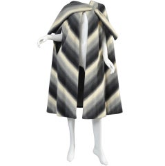 Pauline Trigere 1970s Chevron Stripe Scarf Cape