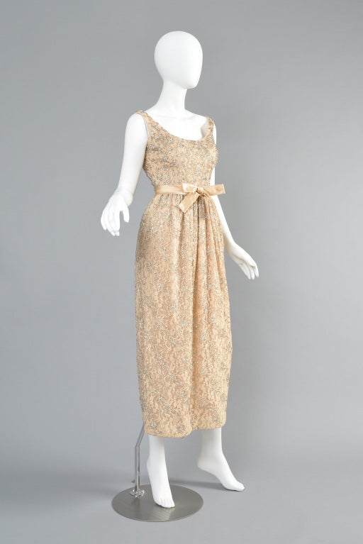 1960s Rhinestone Studded Lace Gown 3