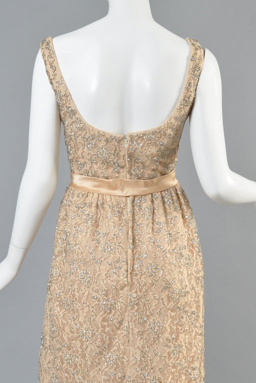 1960s Rhinestone Studded Lace Gown 5