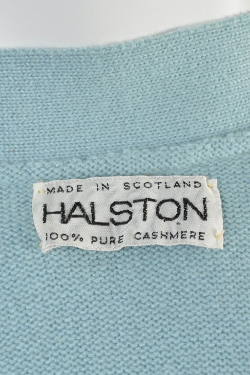 Halston 1970s Sky Blue Cashmere Cardigan 5