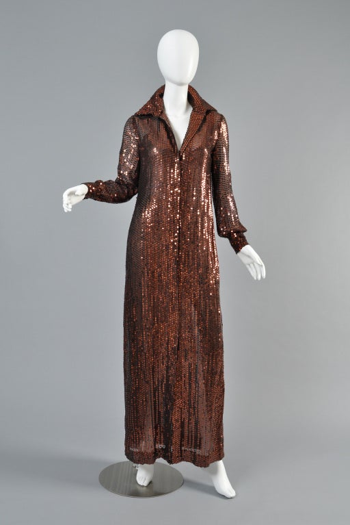 Women's Oscar de la Renta Sequin Maxi Coat Dress