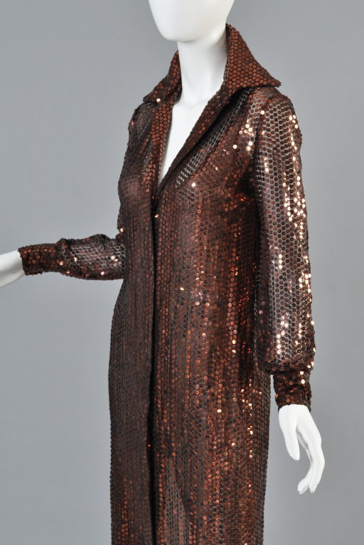 Oscar de la Renta Sequin Maxi Coat Dress 5