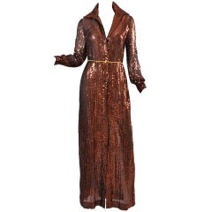 Vintage Oscar de la Renta Sequin Maxi Coat Dress