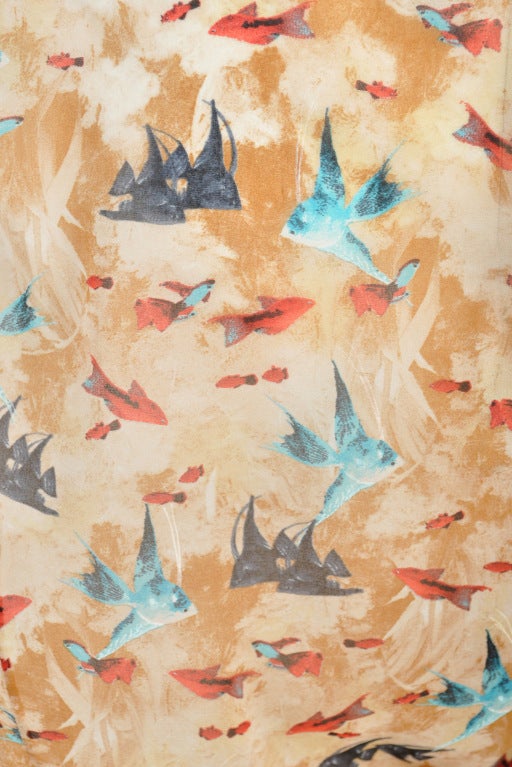 Fendi Angelfish Print Silk Wrap Blouse 6