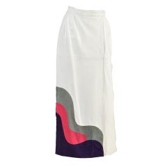 Giorgio Sant Angelo Leather Colorblock Maxi Skirt