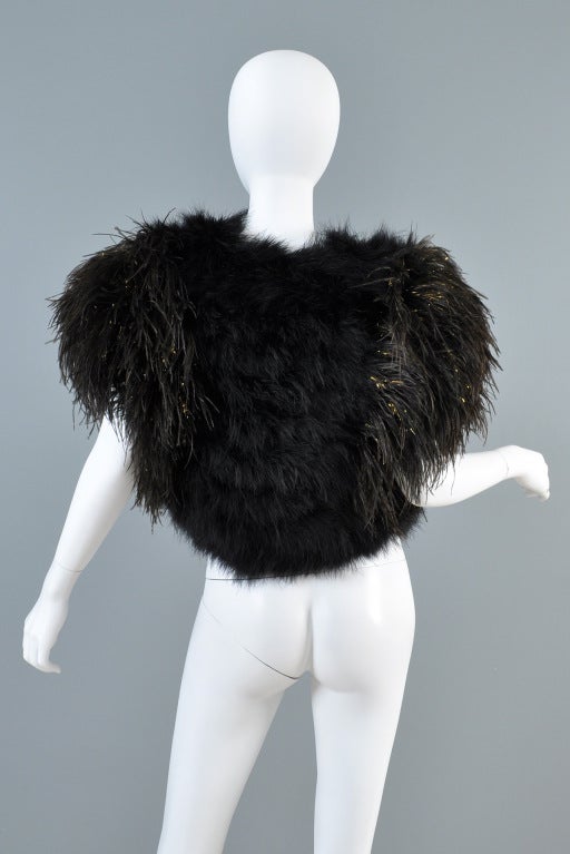 Bill Tice 1970s Metallic Ostrich Feather Bolero Jacket 6