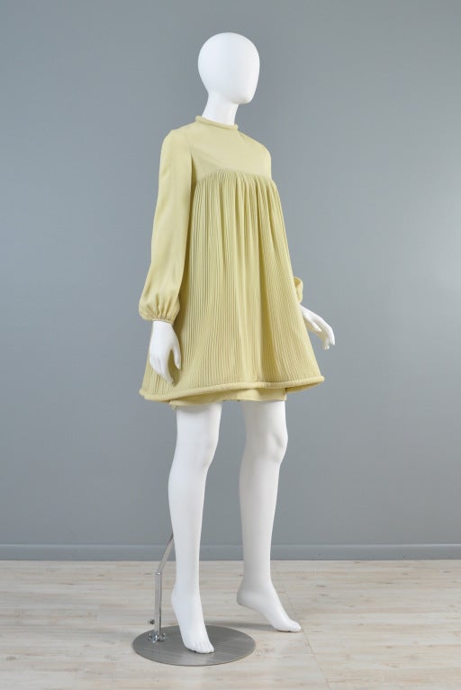 Women's c.1967 Pierre Cardin Pleated Babydoll Dress