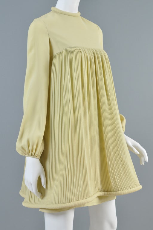 c.1967 Pierre Cardin Pleated Babydoll Dress 1