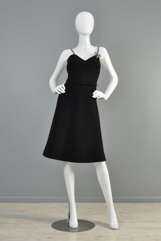 Bill Blass Rhinestone Strap LBD Cocktail Dress