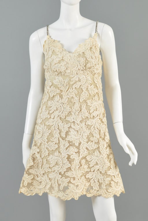 Bill Blass 1960s Lace + Rhinestone Cocktail Dress In Excellent Condition In Yucca Valley, CA