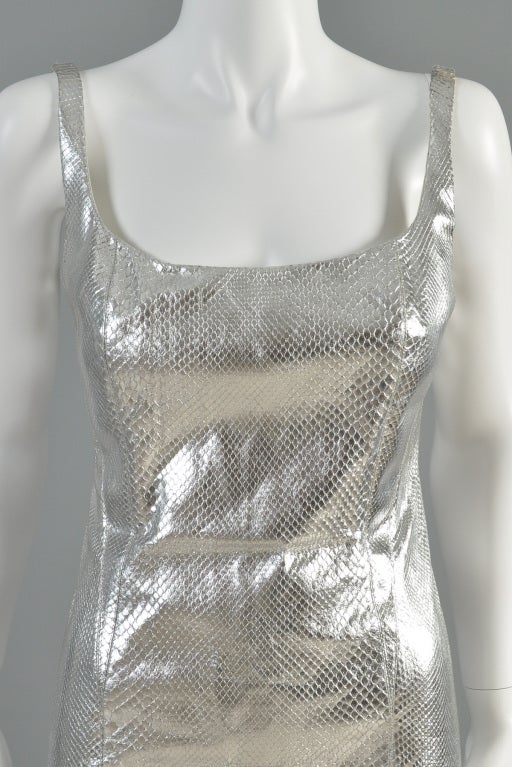 Versace Couture Metallic Silver Python Skin Dress 1
