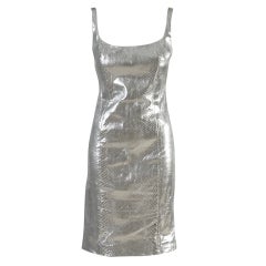 Versace Couture Metallic Silver Python Skin Dress