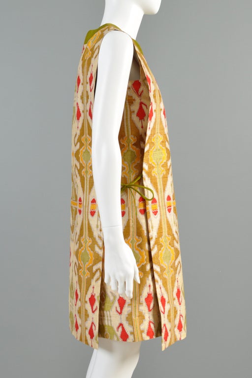 Pierre Cardin 1960s Couture Ethnic Print Tabard Dress 2