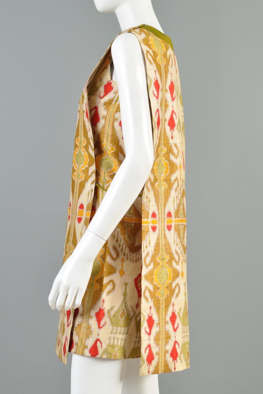 Pierre Cardin 1960s Couture Ethnic Print Tabard Dress 4