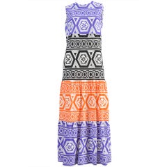 Lanvin 1970s Art Deco Graphic Maxi Dress Lanvin 1970s Art Deco Graphic Maxi Dress