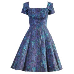 Estevez for Grenelle 1950s Paisley Print Party Dress