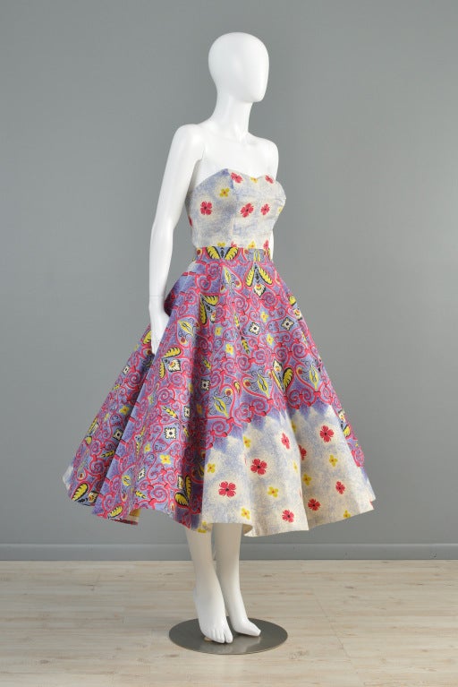 1950s 2pc Ethnic Full Circle Patio Dress 2