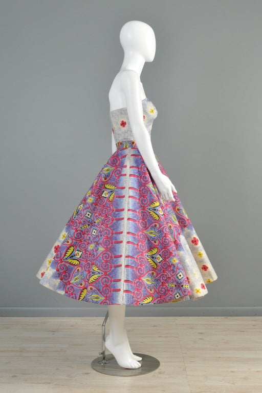 1950s 2pc Ethnic Full Circle Patio Dress 4