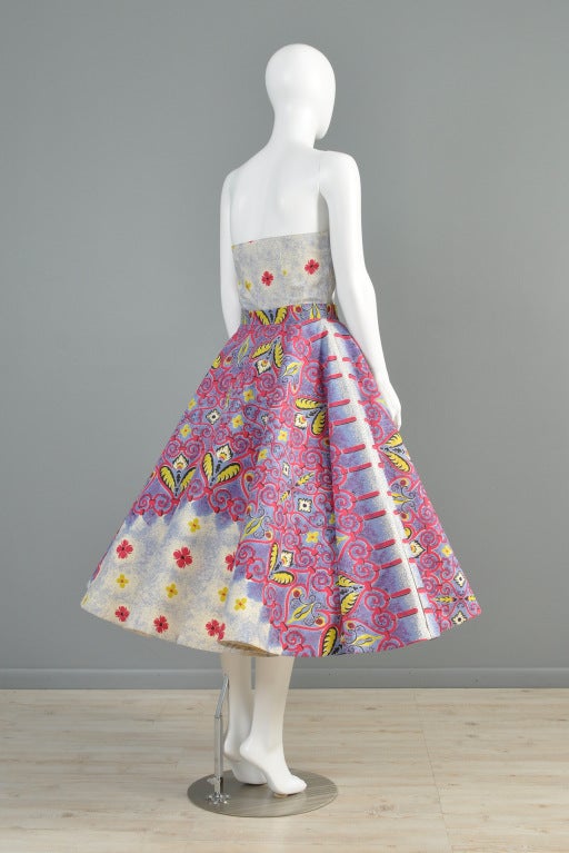 1950s 2pc Ethnic Full Circle Patio Dress 5