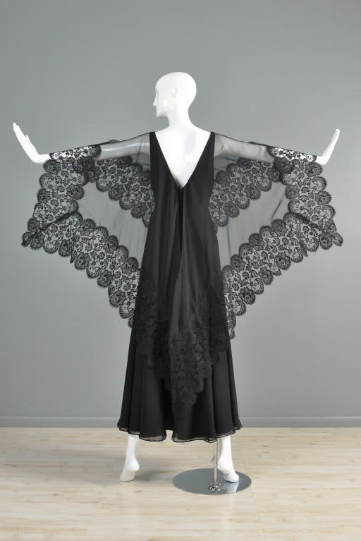 Ruben Panis Chiffon + Lace Cape Gown 3