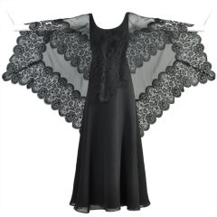 Vintage Ruben Panis Chiffon + Lace Cape Gown