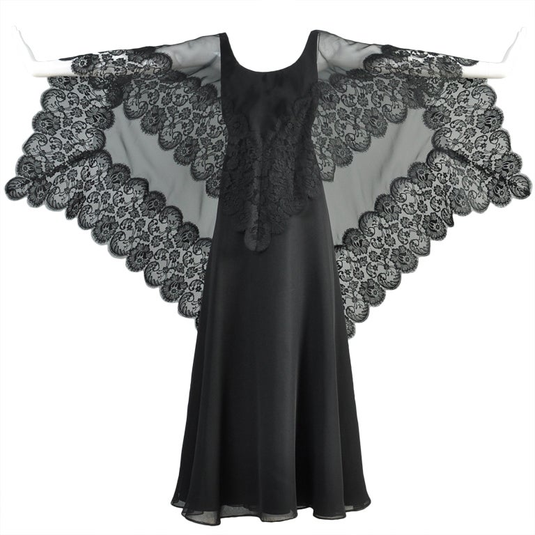 Ruben Panis Chiffon + Lace Cape Gown