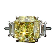 7 carat Vivid Yellow Asscher Ring  Internally Flawless