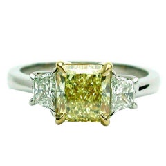1.46ct Fancy Yellow VS2 Radiant Diamond Ring