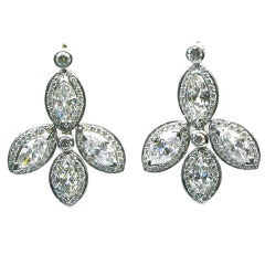 FRED LEIGHTON - Diamond Marquise Leaves Drop Earrings 10